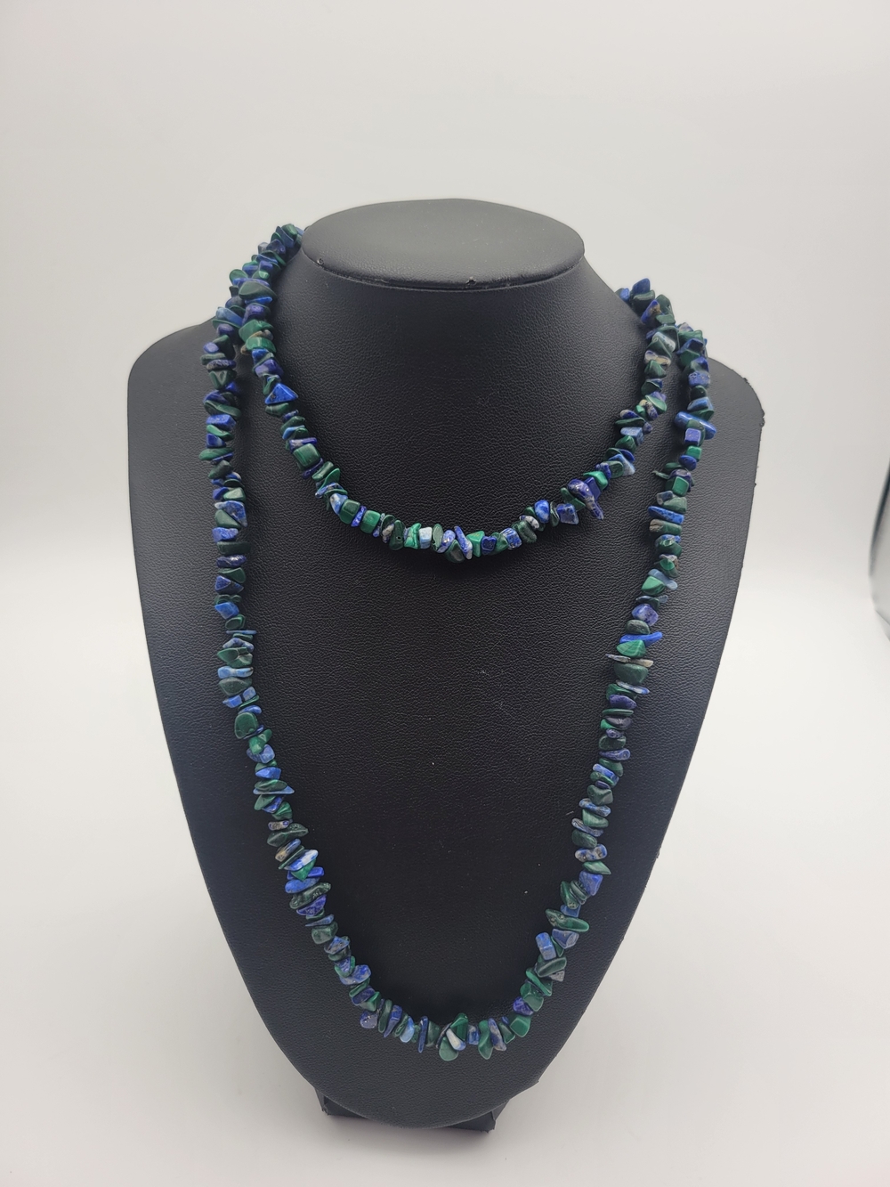 Malachite and Lapis Stone Chip Long Necklace